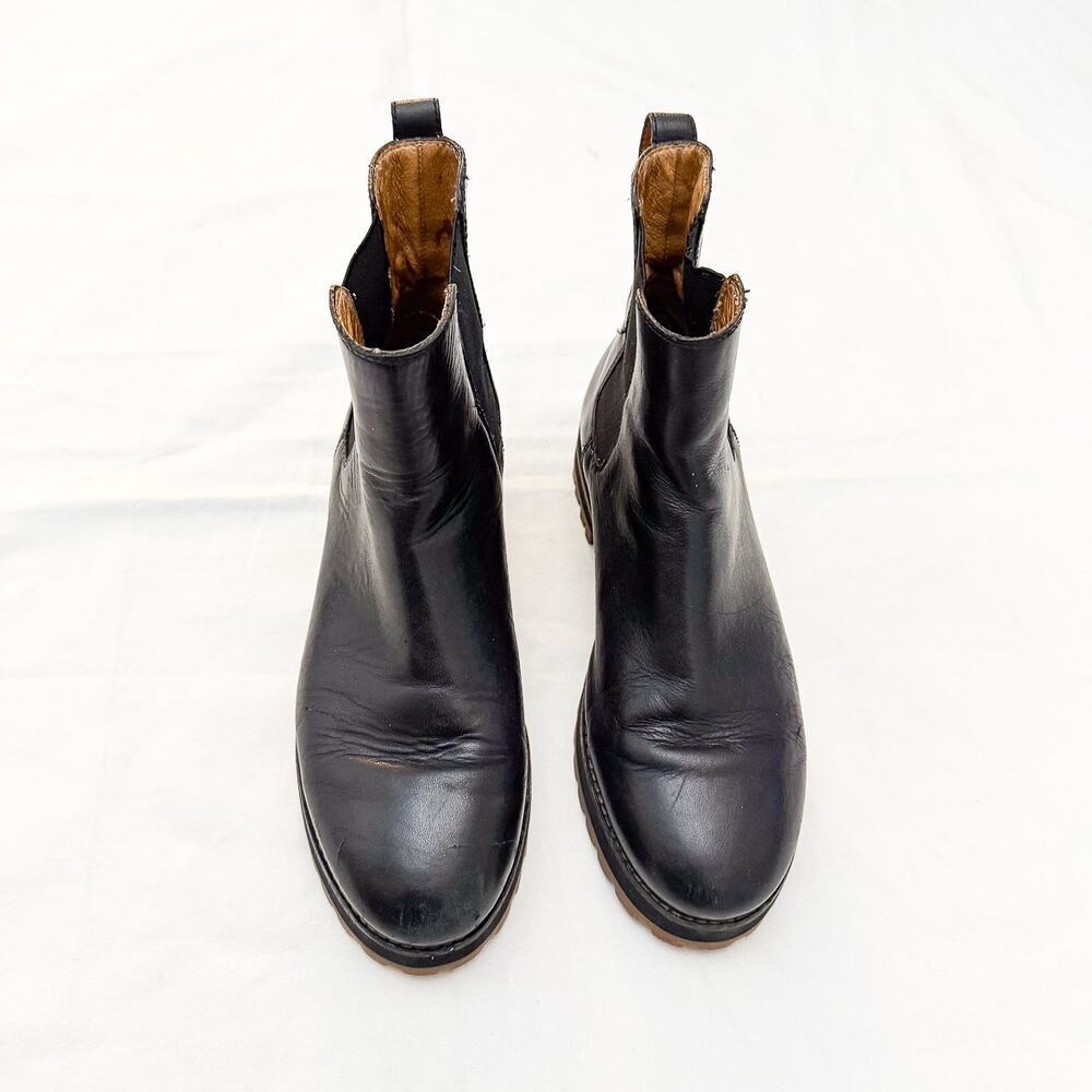 Madewell Black Leather Slip On Combat Boots Gum Soles MA426 Size 9